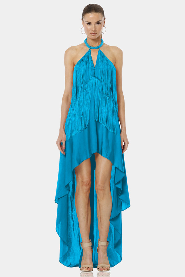 Carmina Turquoise High Low Maxi Dress