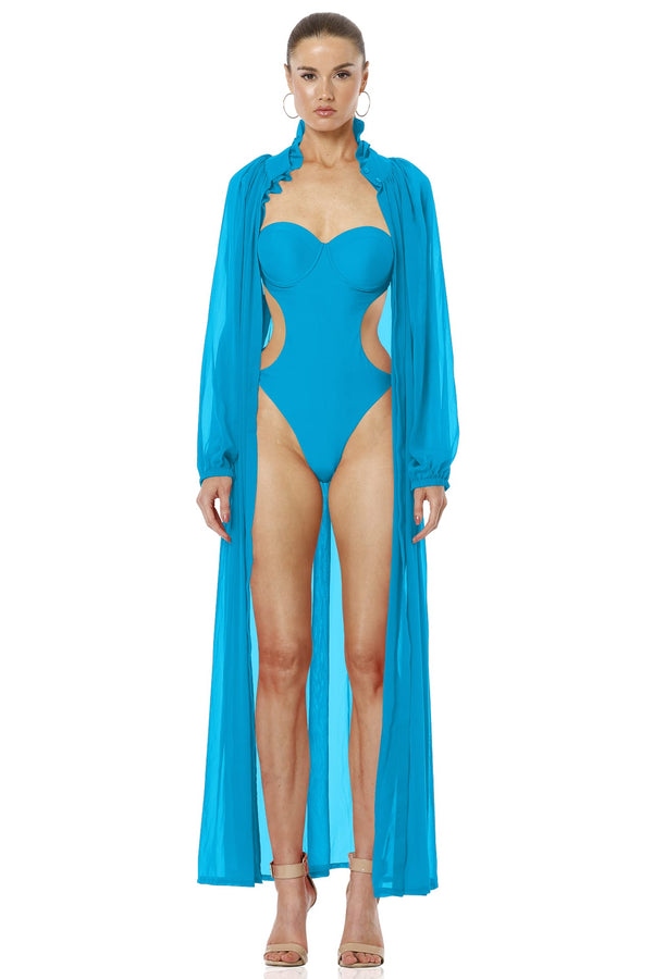 Kamini Turquoise Sexy Swimsuit With Cover Up