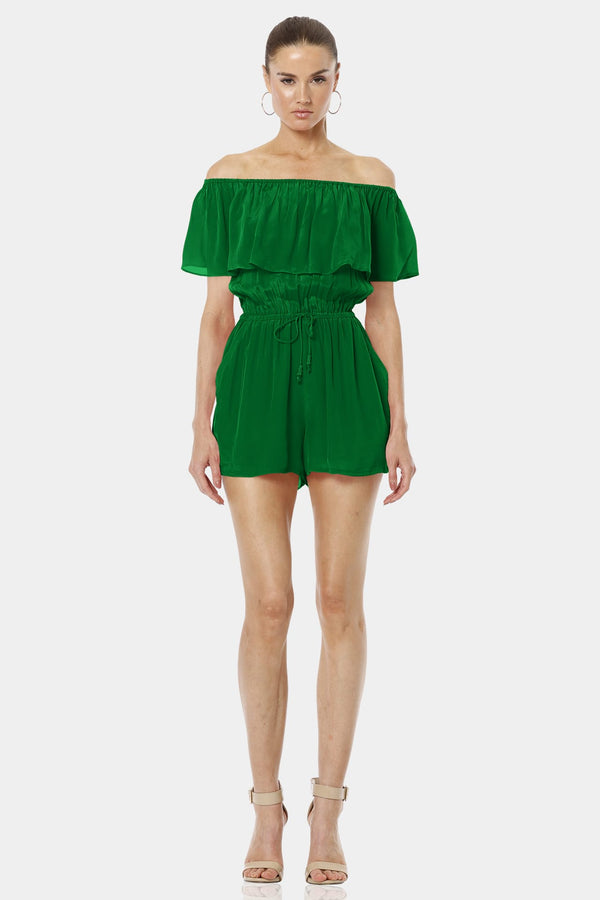 Serenity Epitomic Green Short Off Shoulder Dress