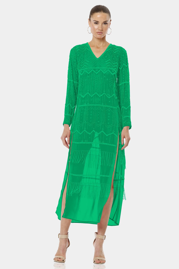 Royal Amazon Green Sequin Long Dress