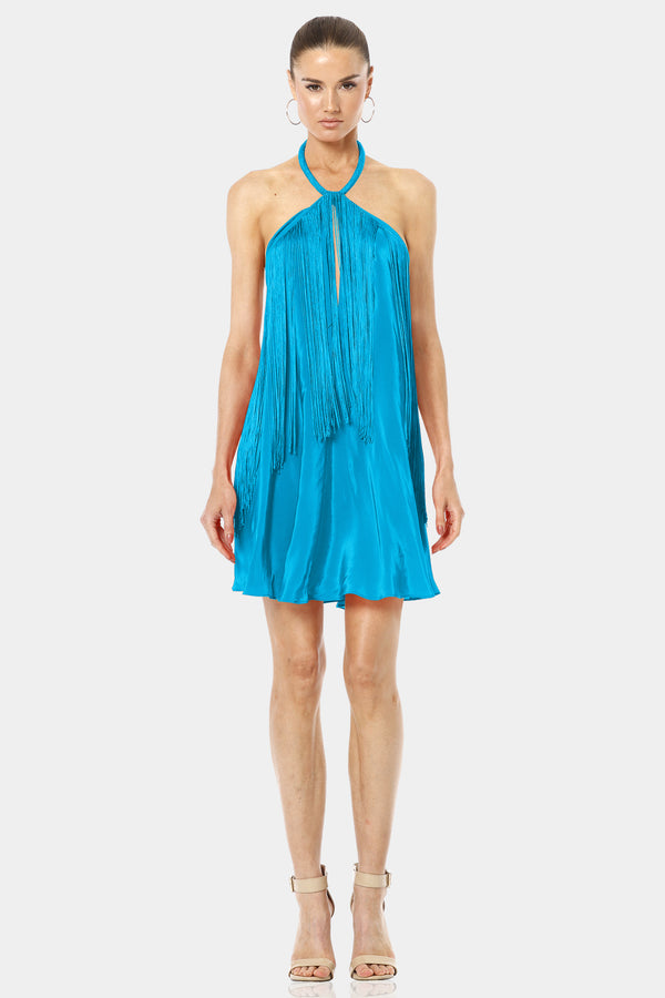 The Cave Bright Turquoise Solid Summer Dress
