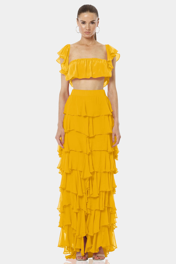 Almyra Mustard Yellow Designer Tulle Skirt