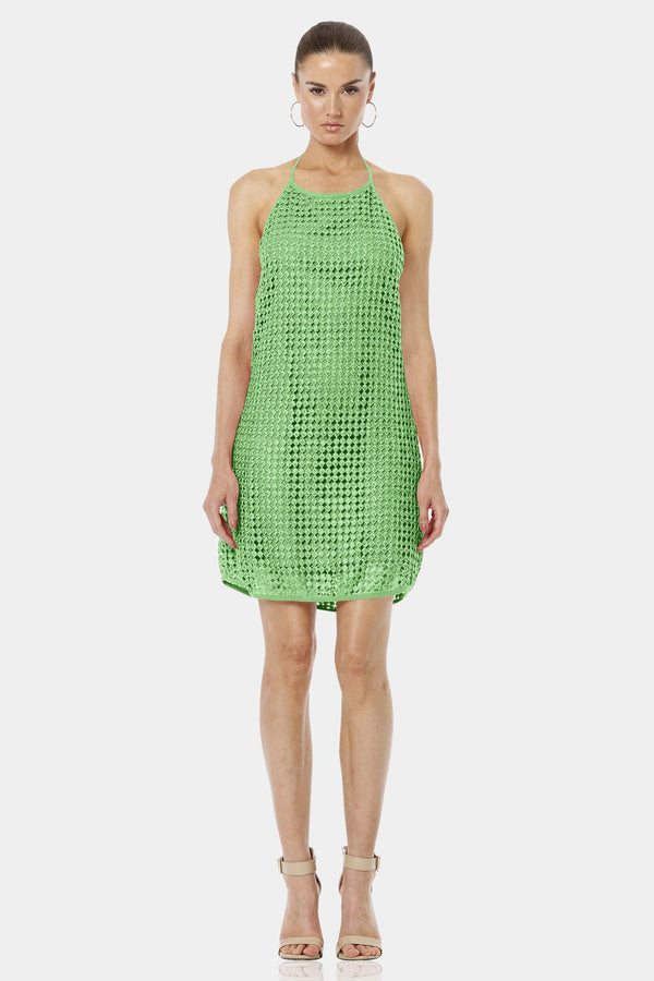 Mint Green Halter Neckline Midi Dress