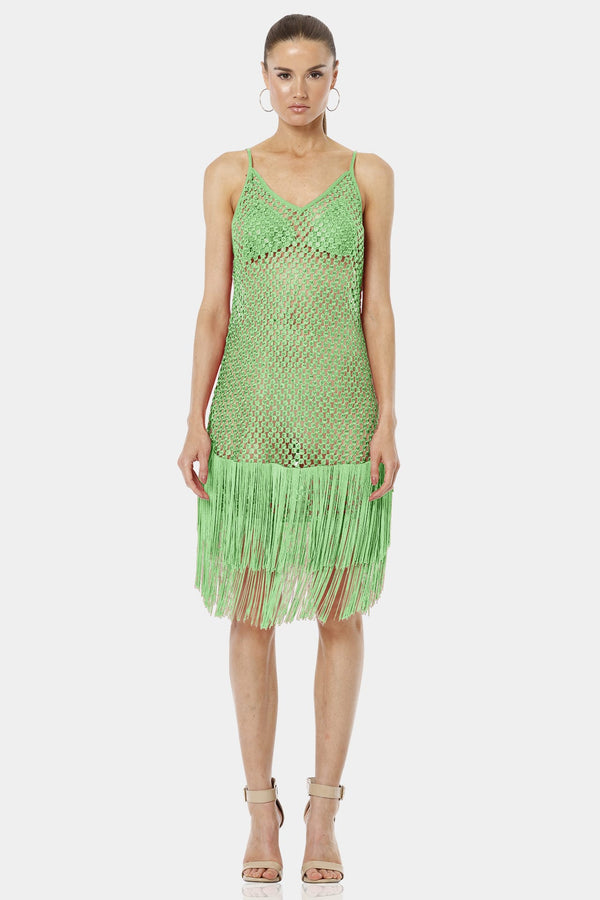 Mint Green Midi Fringe Dress