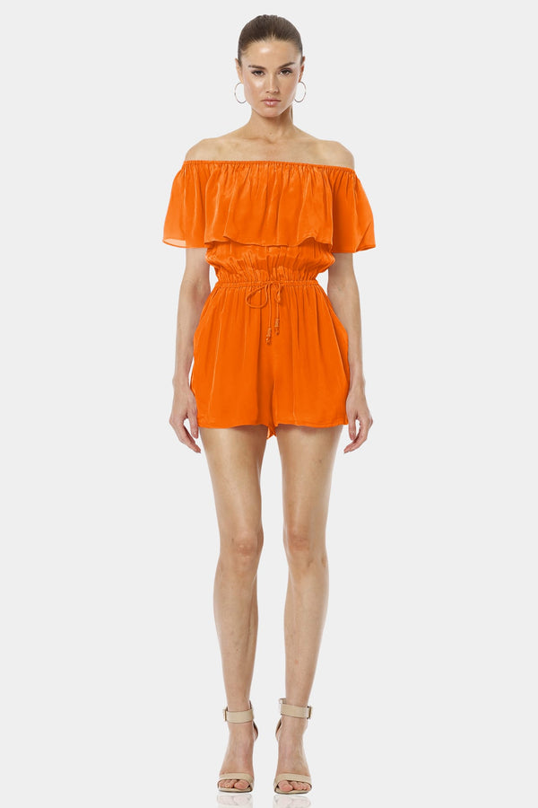 Serenity Vibrant Orange Shoulder Off Dress
