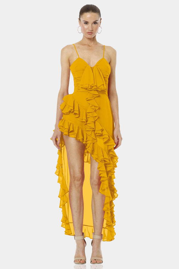 Gitsa Cliff Sunshine Mustard Yellow Lustrous Midi Dress