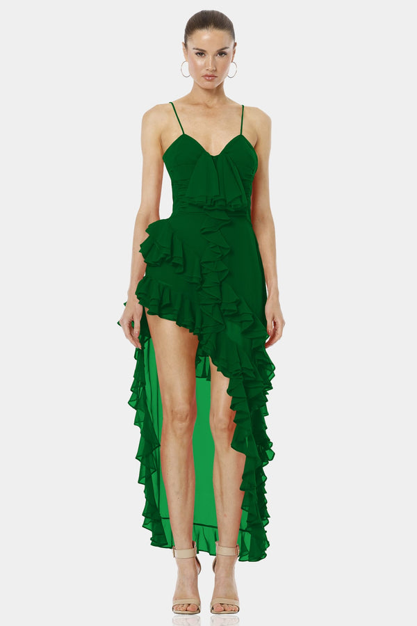 Gitsa Cliff Alluring Green Ruffle Dress