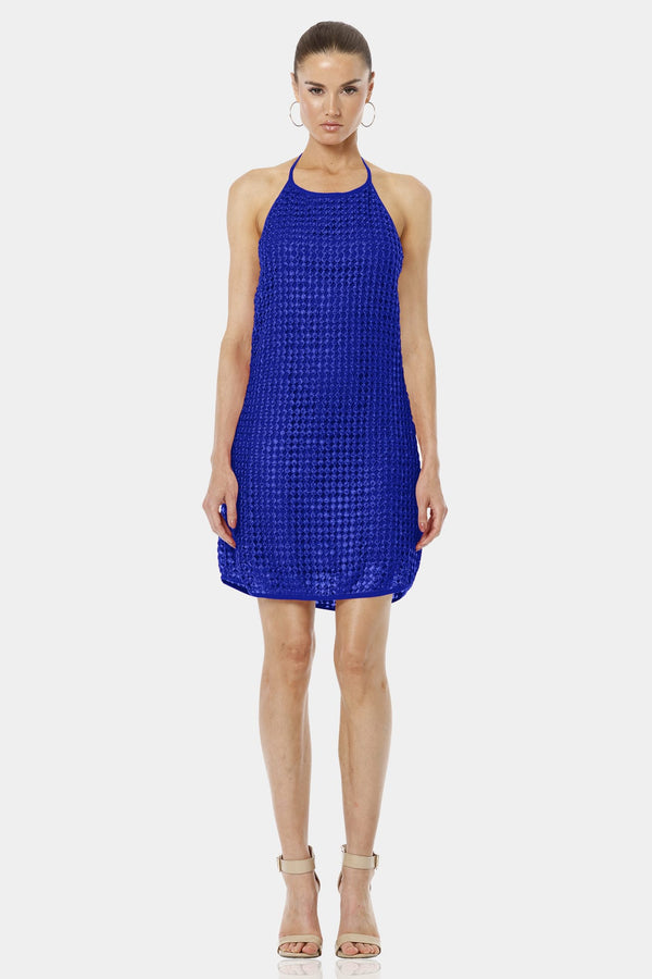 Royal Blue Sexy Mini Dress With Sequin Embellishment