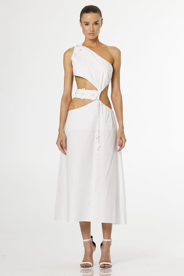 Abelia Front and Back Exposed White Dress