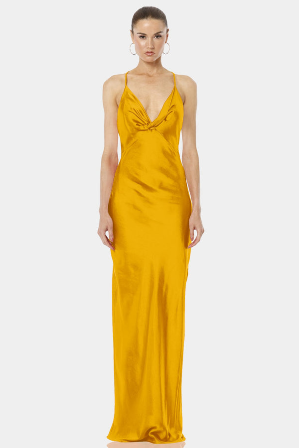 Aura Mustard Yellow Luxurious Sexy Dress